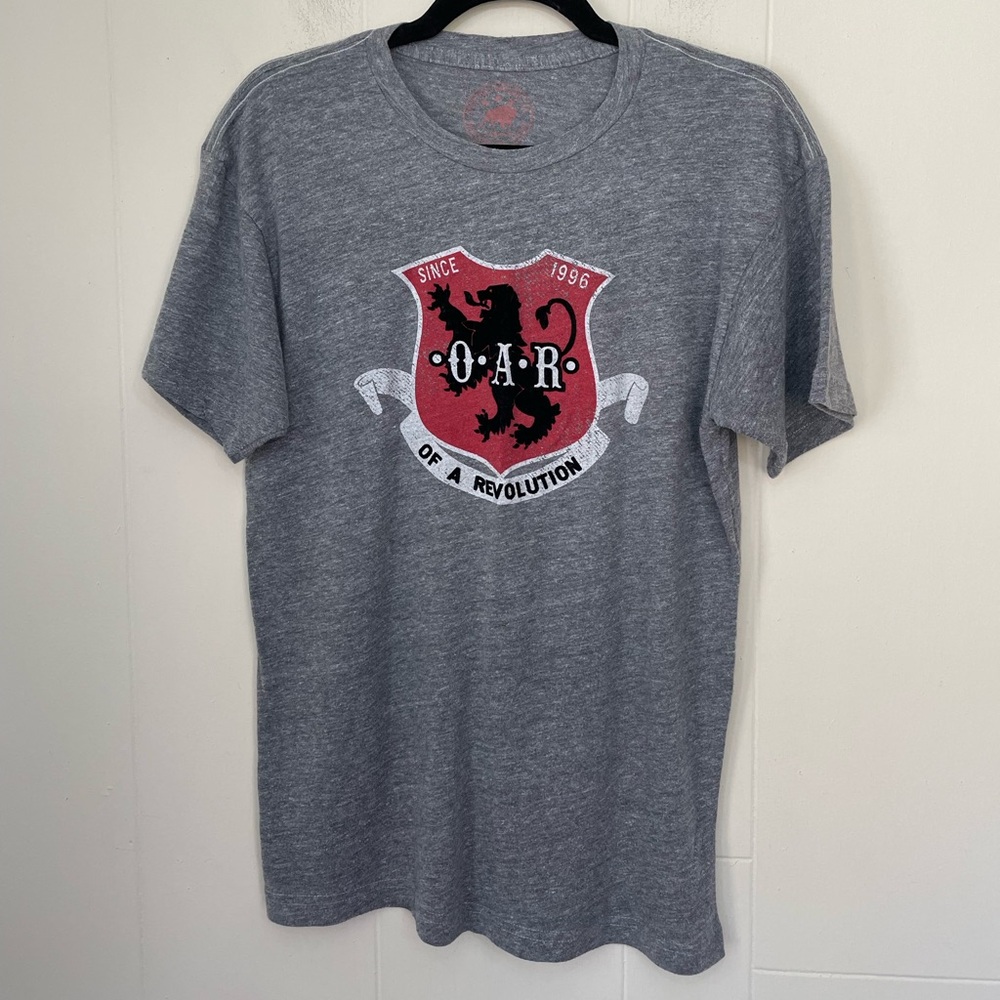 OAR Short Sleeve Band T Shirt Grey Of A Revolution Shield Velvet Size L